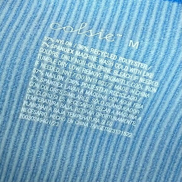 NWT Colsie Halter Brami in Blue Size Medium Women's Ribbed Longline Bralette - Picture 5 of 6